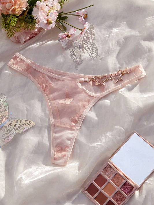 Glam Lace Metal Buckle Bridal Brief