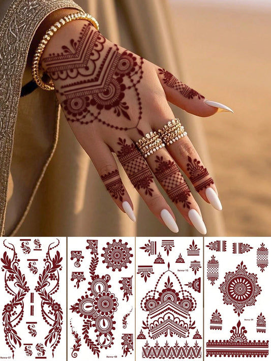 Hand Flower Finger Tattoo Set