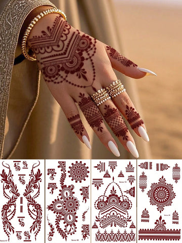 Hand Flower Finger Tattoo Set