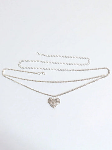 Heart Rhinestone Waist Chain