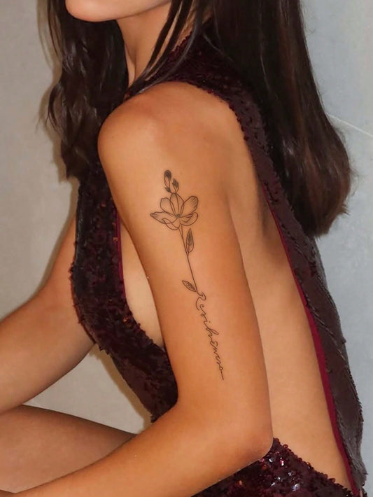 Butterfly Floral Letter Tattoo Sticker