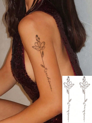 Butterfly Floral Letter Tattoo Sticker