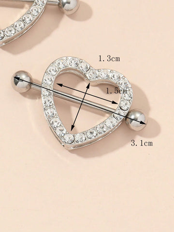 Heart Rhinestone Nipple Rings