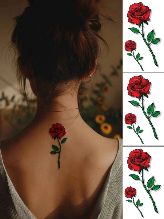 3D Red Rose Tattoo Set