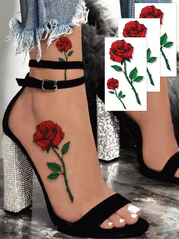 3D Red Rose Tattoo Set