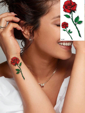 3D Red Rose Tattoo Set