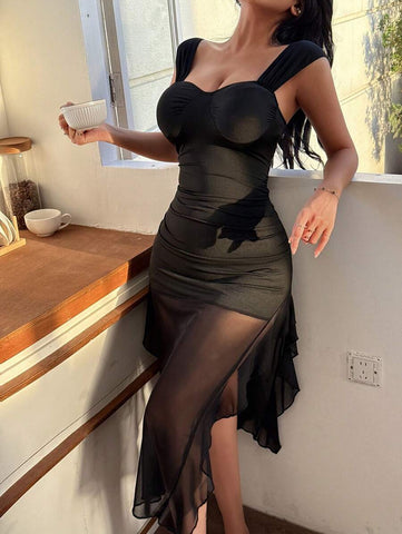 Mesh Side Slit Nightie - TFI Lingerie Pakistan - Image 7
