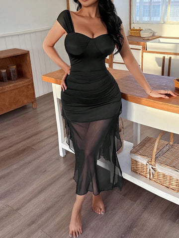 Mesh Side Slit Nightie - TFI Lingerie Pakistan - Image 5