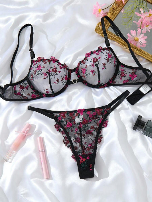 1 Set Women Leopard Print Lace Trim Bow Underwire Comfortable Lingerie Set