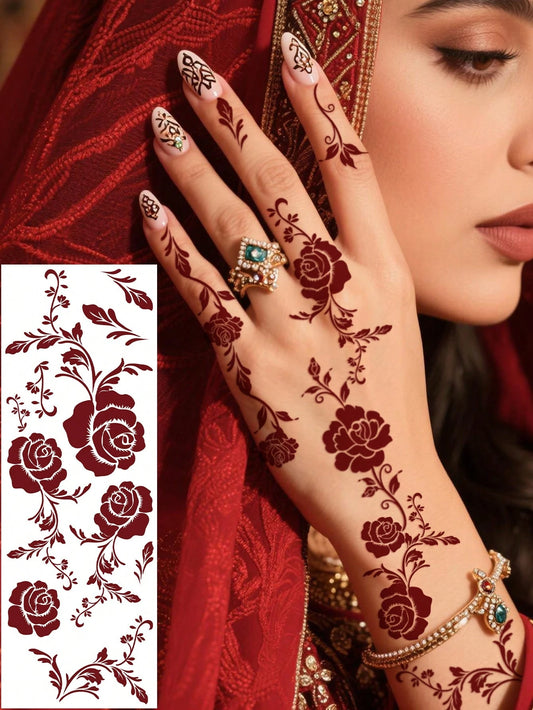 Rose Floral Finger Toe Tattoo Set