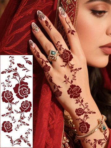 Rose Floral Finger Toe Tattoo Set