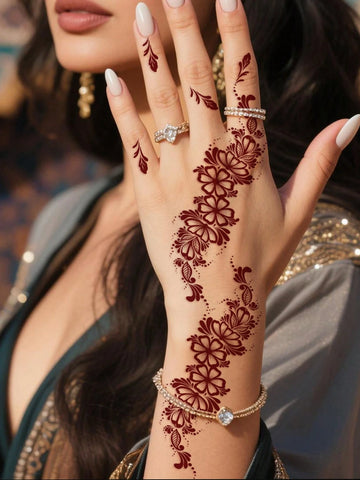 Rose Floral Finger Toe Tattoo Set