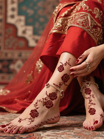 Rose Floral Finger Toe Tattoo Set