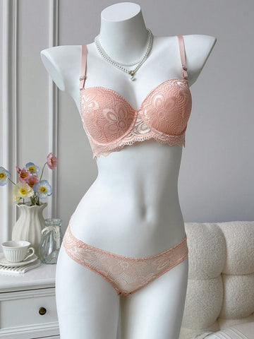 Cream Lace Underwire Bra & Triangle Panty Set