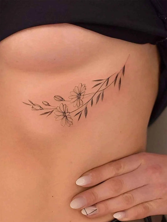 Green Leaf Vine Floral Tattoo Sticker II