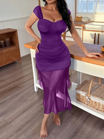 Mesh Ruched Bodycon Slip Nightie - TFI Lingerie Pakistan - Image 5