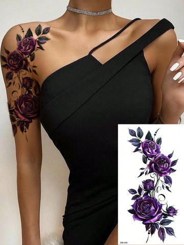 Purple Flower Tattoo Set