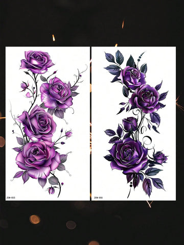 Purple Flower Tattoo Set