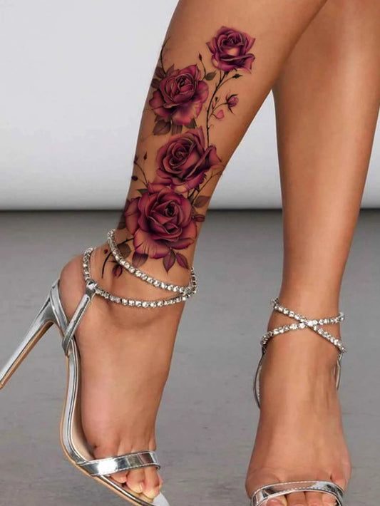 Purple Flower Tattoo Set