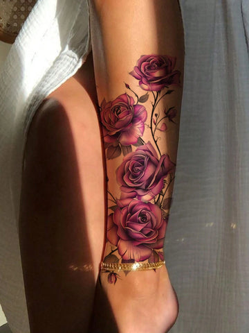 Purple Flower Tattoo Set