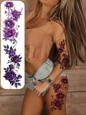 Purple Flower Tattoo Set