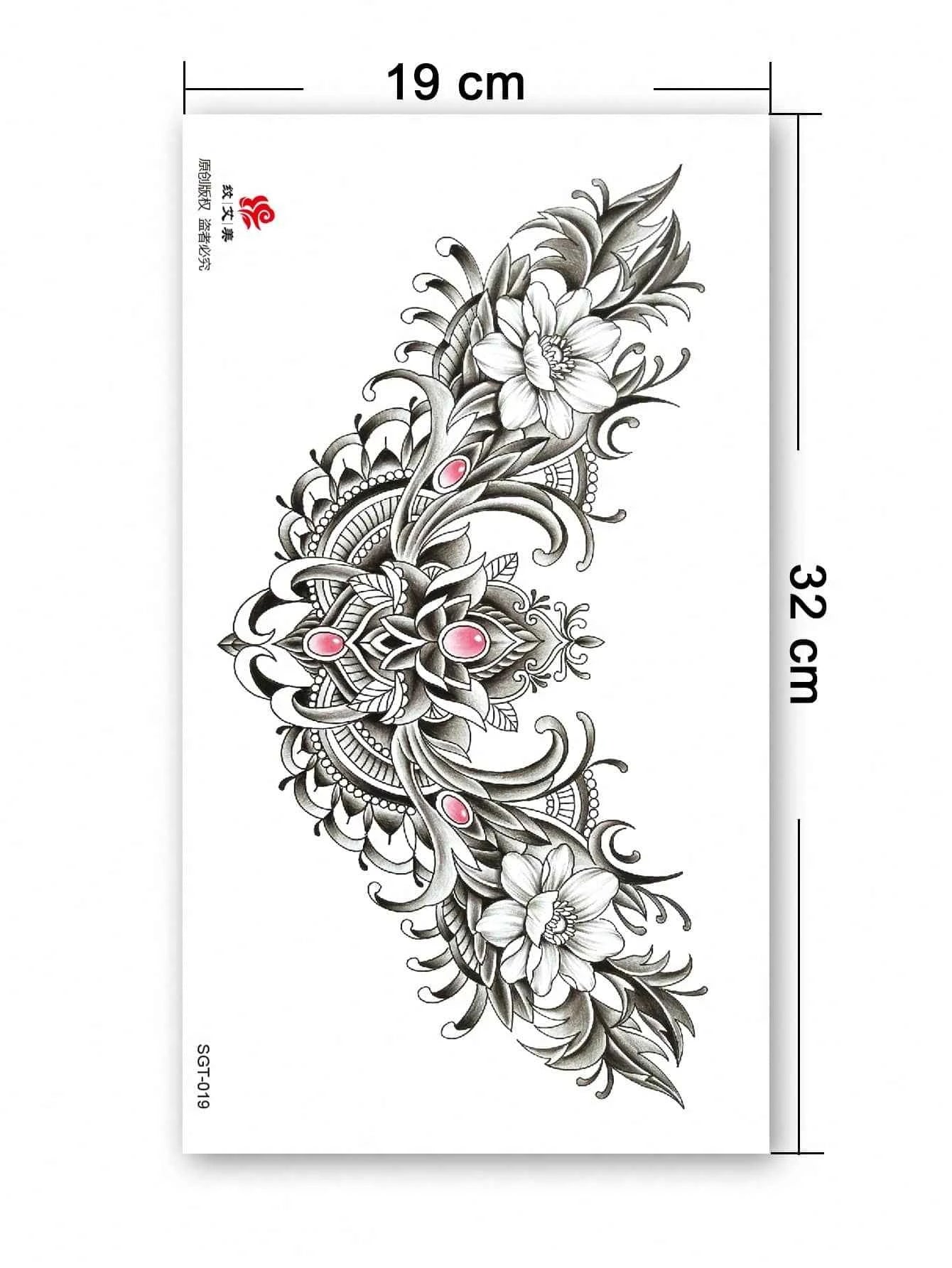 Retro Gemstone Floral Jewelry Tattoo Sticker