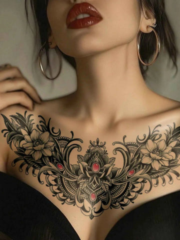 Retro Gemstone Floral Jewelry Tattoo Sticker