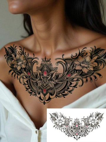 Retro Gemstone Floral Jewelry Tattoo Sticker