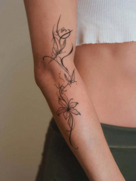 Y2K Floral Butterfly Vine Tattoo Sticker