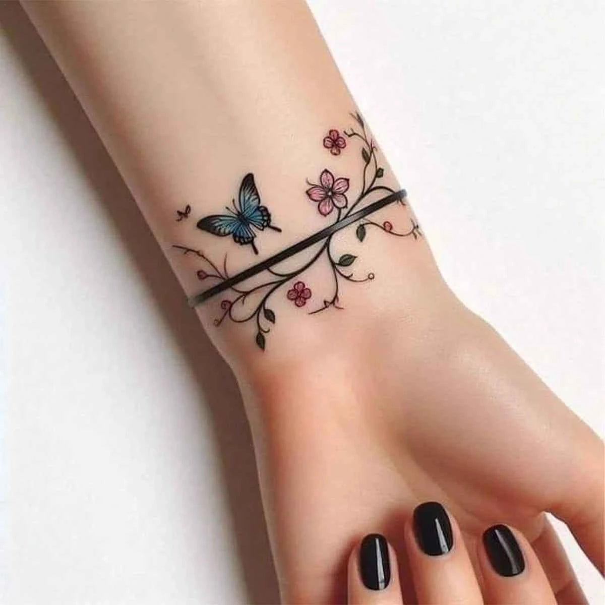 Colorful Butterfly Floral Tattoo Sticker II