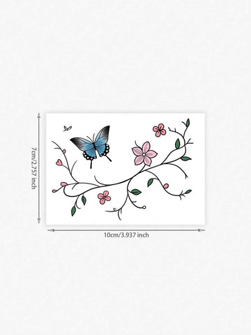Colorful Butterfly Floral Tattoo Sticker II
