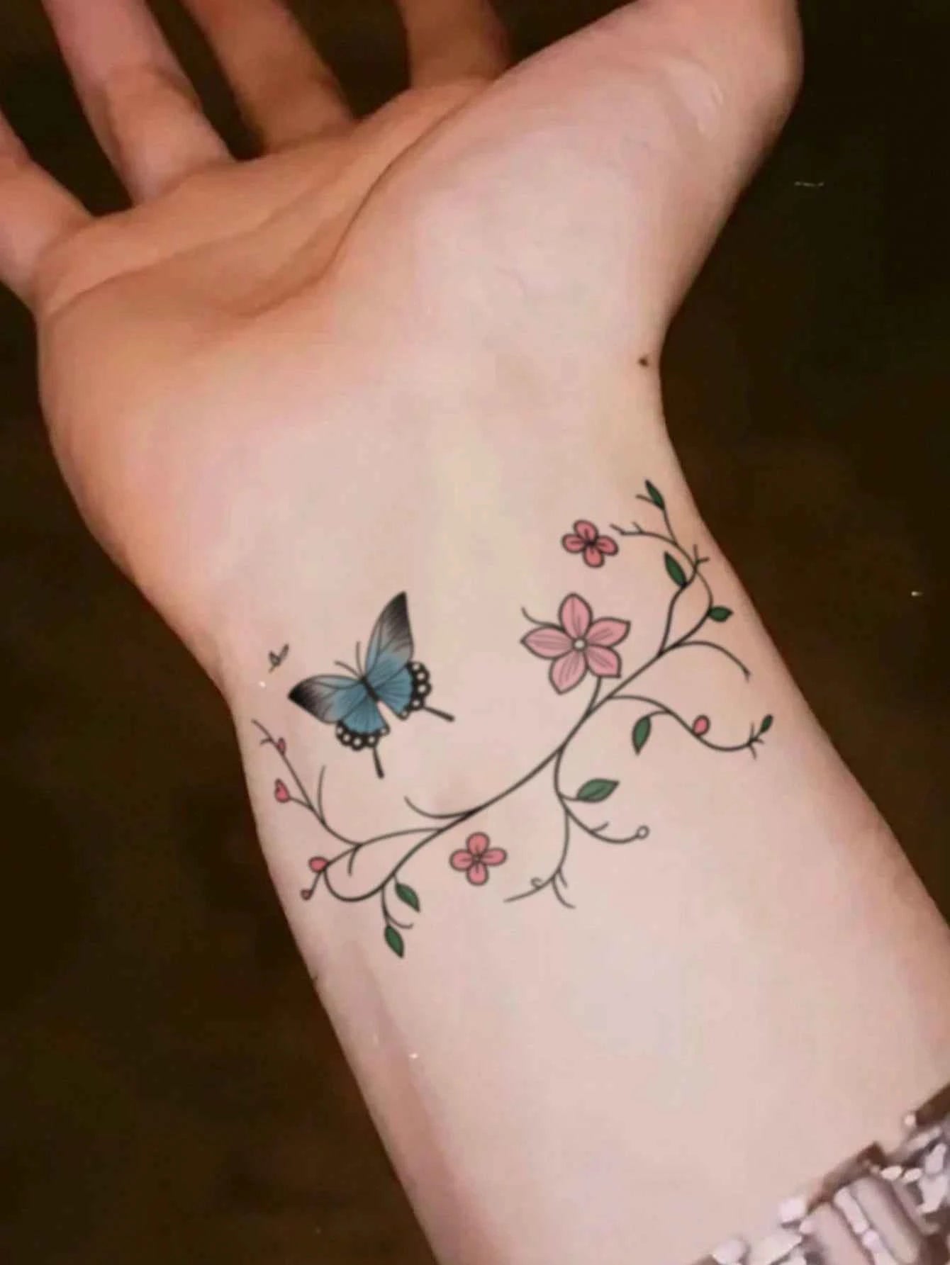 Colorful Butterfly Floral Tattoo Sticker II