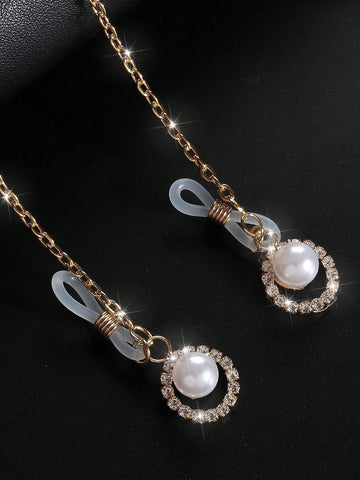 Pearl Rhinestone Nipple Clip Necklace