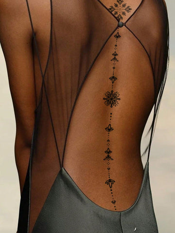 Floral Polka Dot Spine Tattoo Set