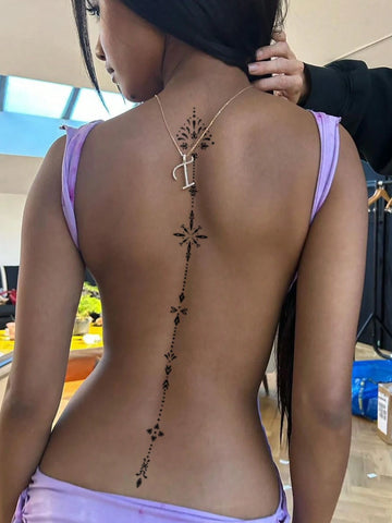 Floral Polka Dot Spine Tattoo Set