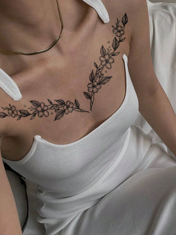 Large Flower Leaf Tattoo Sticker