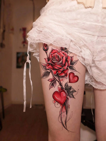 Colorful Flower Butterfly Love Tattoo Set