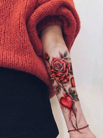 Colorful Flower Butterfly Love Tattoo Set