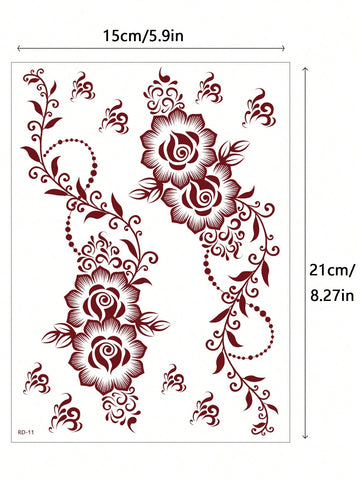 Henna Floral Toe Hand Tattoo Set