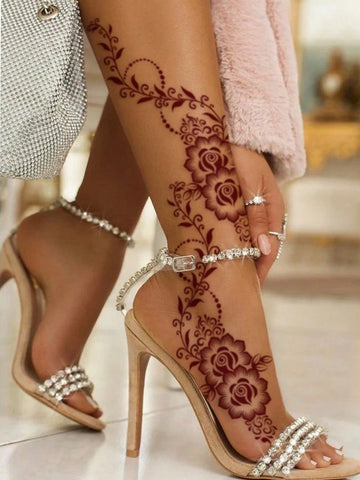 Henna Floral Toe Hand Tattoo Set