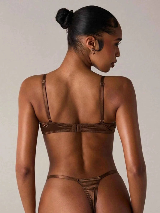 Cocoa Bloom Floral Embroidery Lingerie Set
