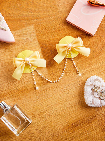 Pink Bow Pearl Chain Pasties