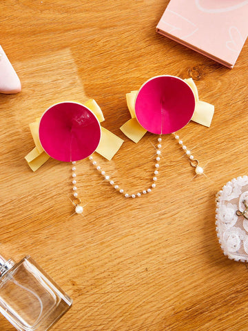 Pink Bow Pearl Chain Pasties