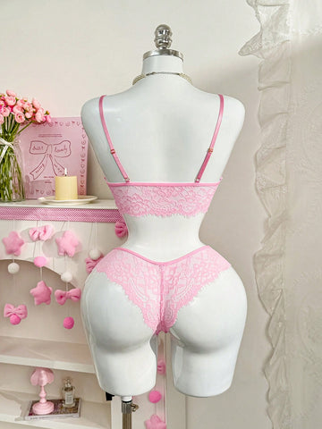 2pc Pink Lace Women's Lingerie Set