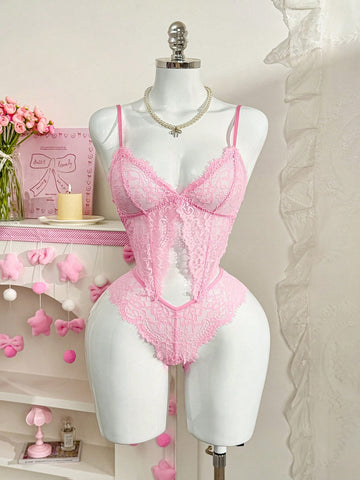 2pc Pink Lace Women's Lingerie Set