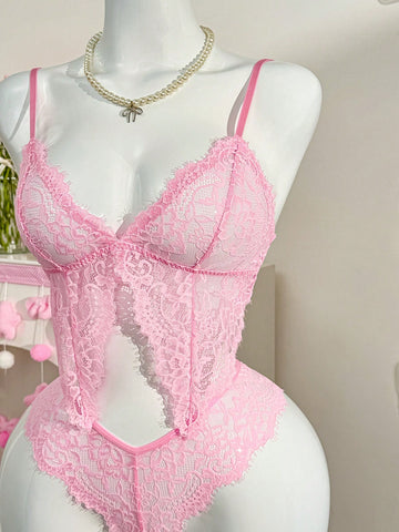 2pc Pink Lace Women's Lingerie Set