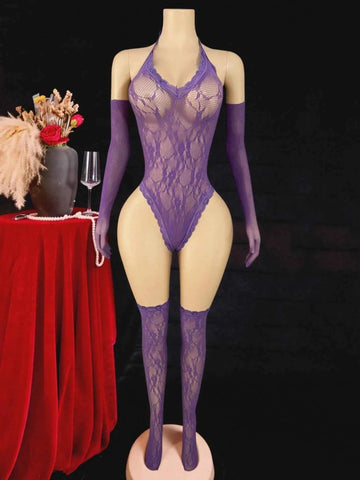 5-Piece Lace Sheer Stocking Set