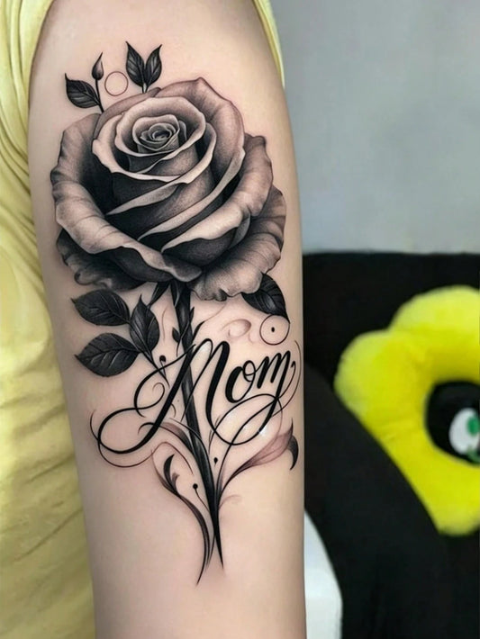 Rose Mom Text Tattoo Sticker