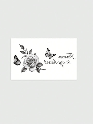 Vintage Rose Butterfly Tattoo Sticker