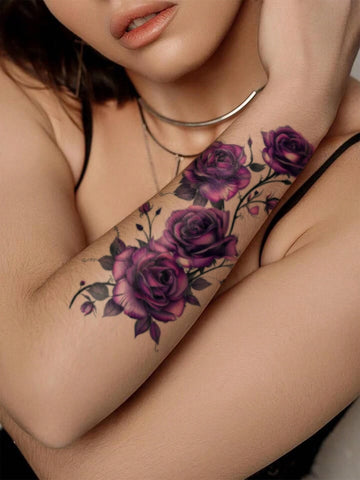 Black Butterfly Floral Tattoo Set III